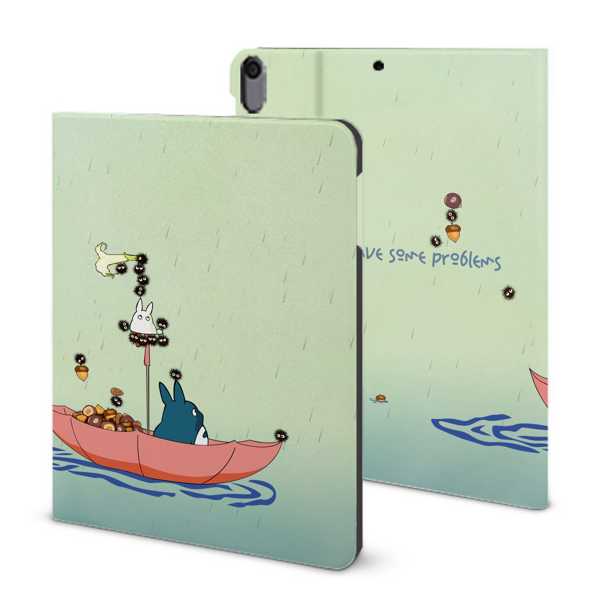 （画像用） となりのトトロ 草壁メイ 草壁サツキ My Neighbor Totoro Satsuki Kusakabe Mei Kusakabe IPad ケース ブック型 PUレザー TPU 耐衝撃 軽量 薄型 ペン収納なし 全面保護 IPad 各モデル対応